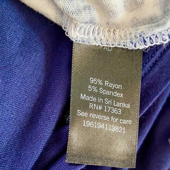 Simply Vera Vera Wang Blue Purple Print 1/2 Sleeve Caftan with Pockets Small NEW - Picture 10 of 11